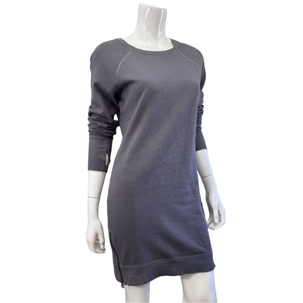 Athleta Criss Cross Sweatshirt Dress Charcoal Heathered Long Sleeve XS